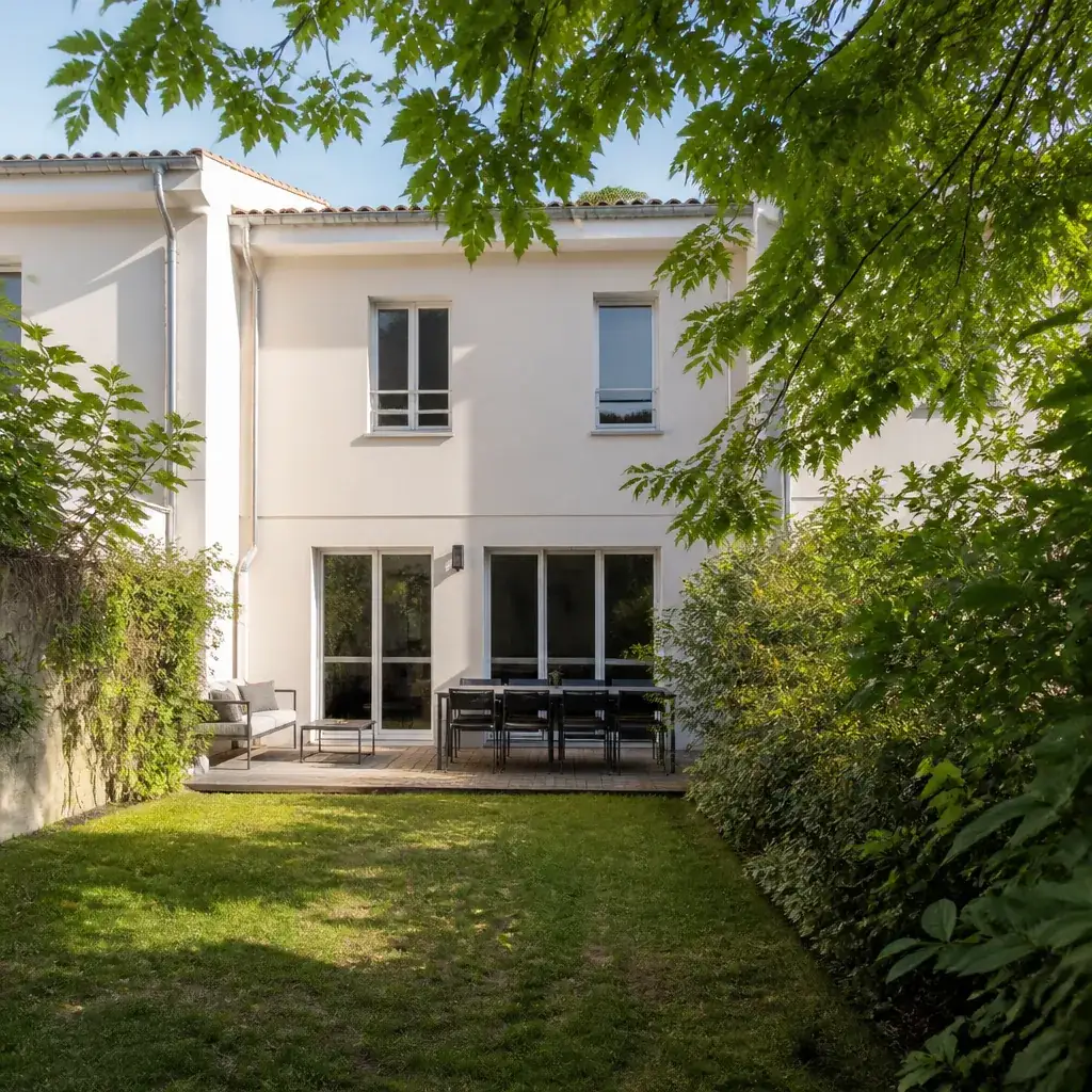 Maison de ville et son petit jardin, dans un quartier résidentiel proche de Bordeaux
